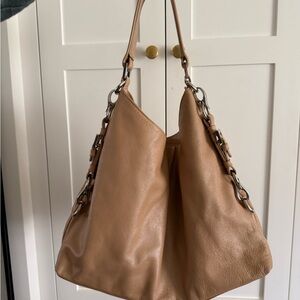 Tan Leather Hobo Shoulder Bag - Classic Everyday Tote y2k